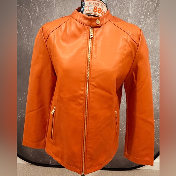 Marc New York Faux Orange Leather Moto Jacket - NWOT. - Picture 7 of 12